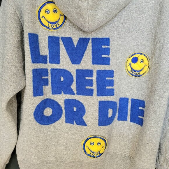 ALM A Love Movement LIVE FREE OR DIE Tetsuzo Okubo Cashmere Zip Hoodie Size S - Picture 3 of 12